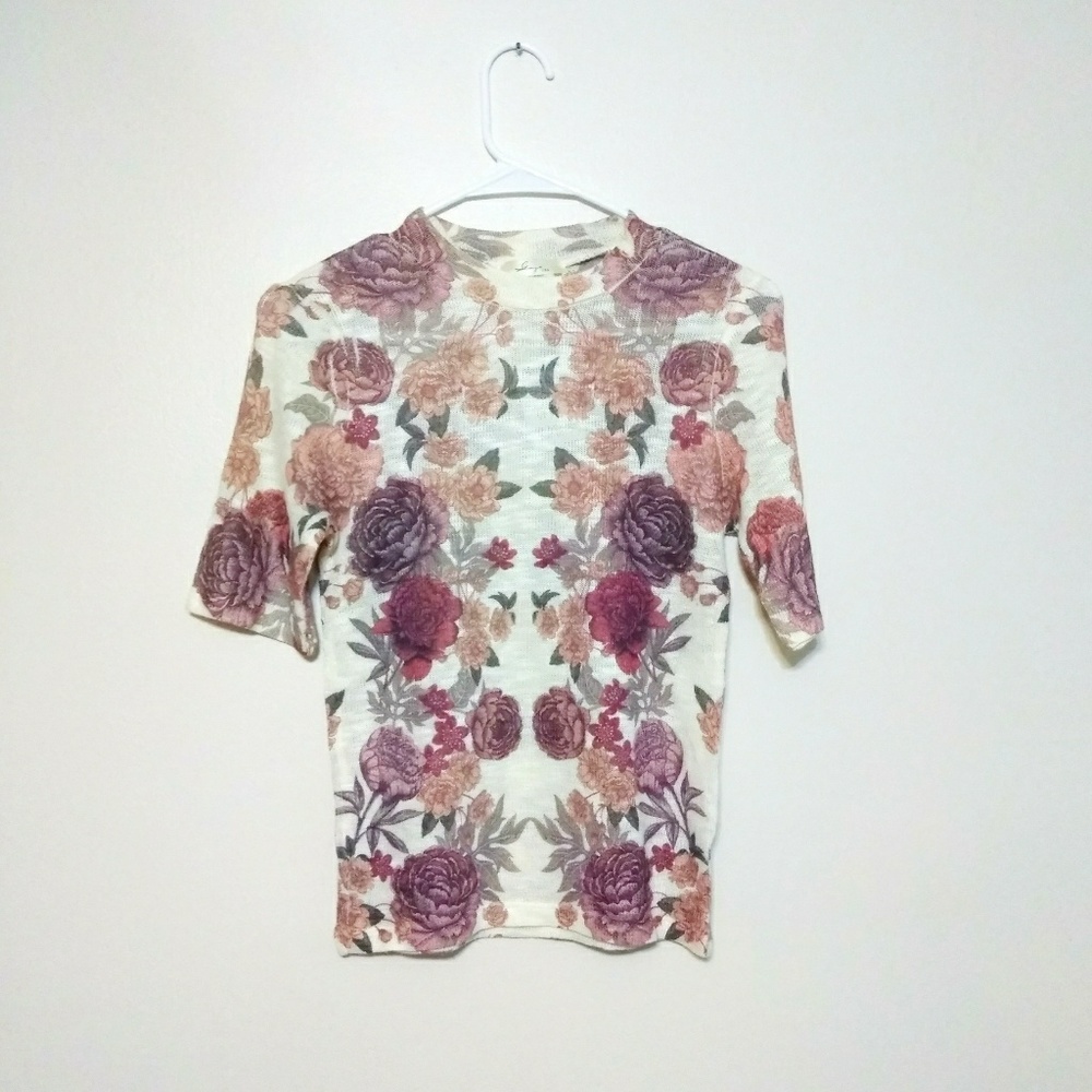 Knit Floral Retro Top